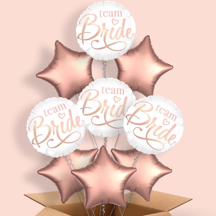 Team Bride | Rose Gold Balloon in a Box - 9 Balloon | Small Indoor Plants