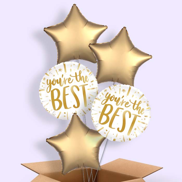 Gold You're the Best 3 Balloon Bouqet in a Box
