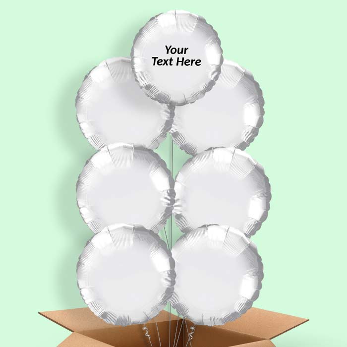 Personalised Balloons in a Box - Chrome Silver Circle - 7 Balloon | Small Indoor Plants
