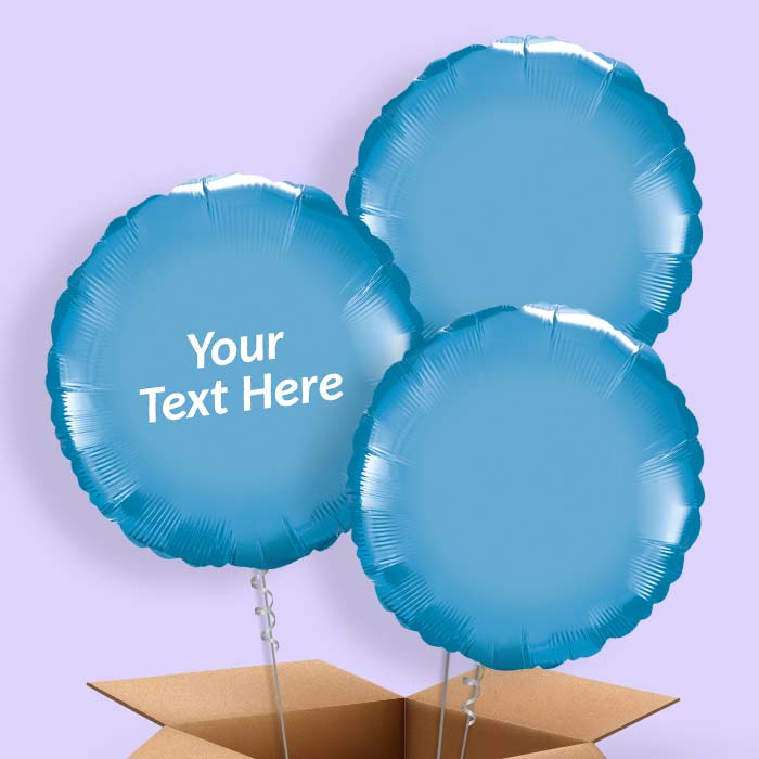 Personalised Blue Chrome Balloons in a Box - 3 Balloon | Small Indoor Plants