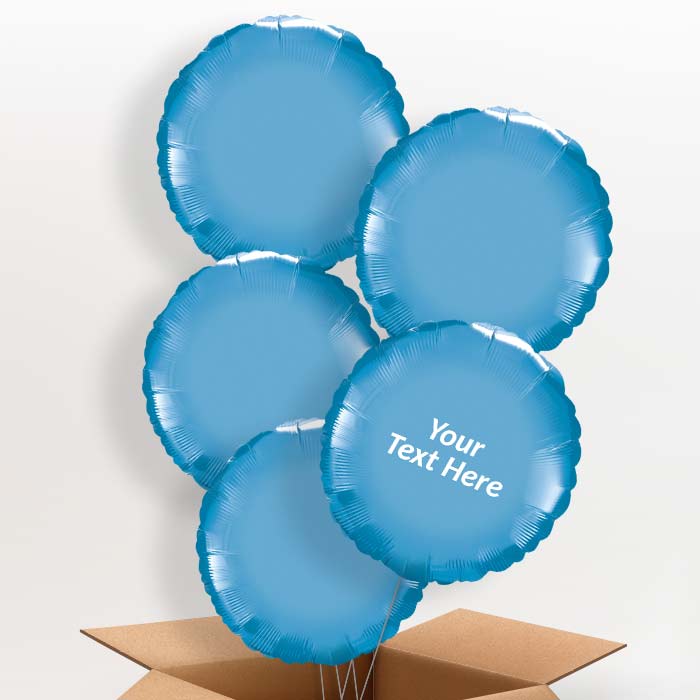 Personalised Blue Chrome Balloons in a Box - 5 Balloon | Small Indoor Plants