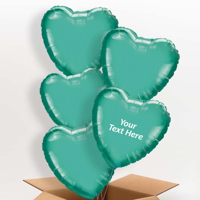 Personalised Chrome Green Heart Balloon in a Box - 5 Balloon | Small Indoor Plants