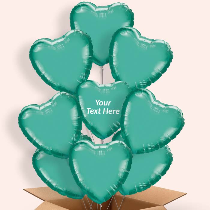 Personalised Chrome Green Heart Balloon in a Box - 9 Balloon | Small Indoor Plants