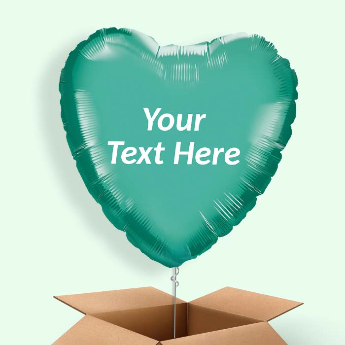 Personalised Chrome Green Heart Balloon in a Box - 1 Balloon | Small Indoor Plants