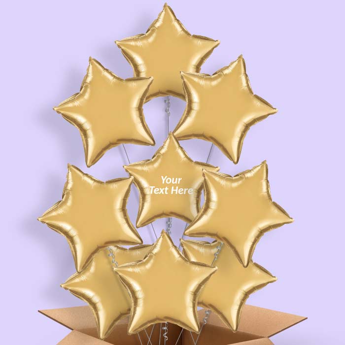 Personalised Chrome Gold Balloons in a Box - Star - 9 Balloon | Small Indoor Plants