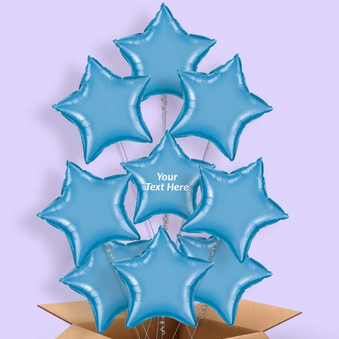 Personalised Blue Chrome Balloons in a Box - Star - 9 Balloon | Small Indoor Plants