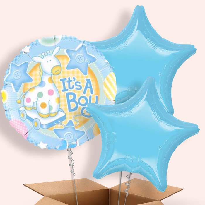 Baby Boy Helium Balloon in a Box (Giraffe)