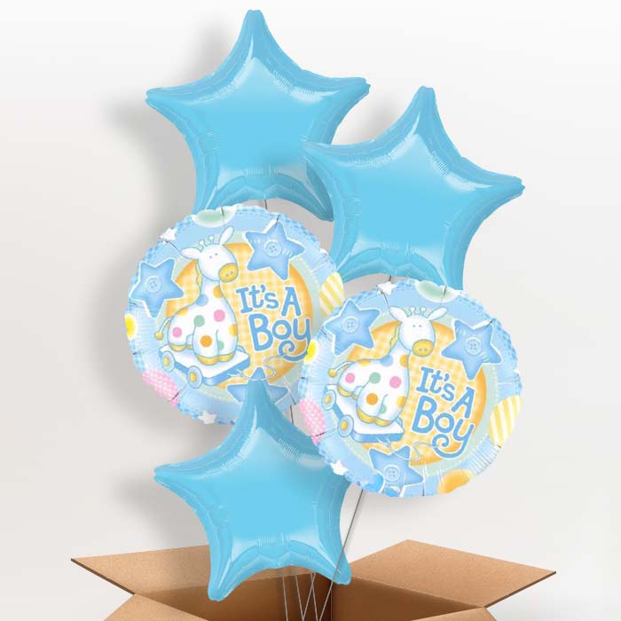 Baby Boy Helium Balloon in a Box (Giraffe)