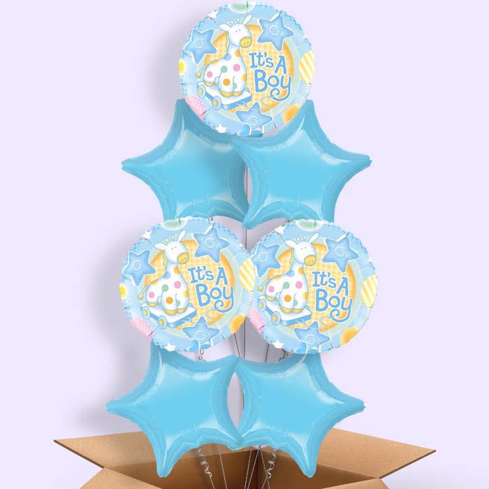 Baby Boy Helium Balloon in a Box (Giraffe)