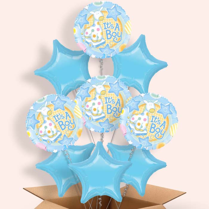 Baby Boy Helium Balloon in a Box (Giraffe)