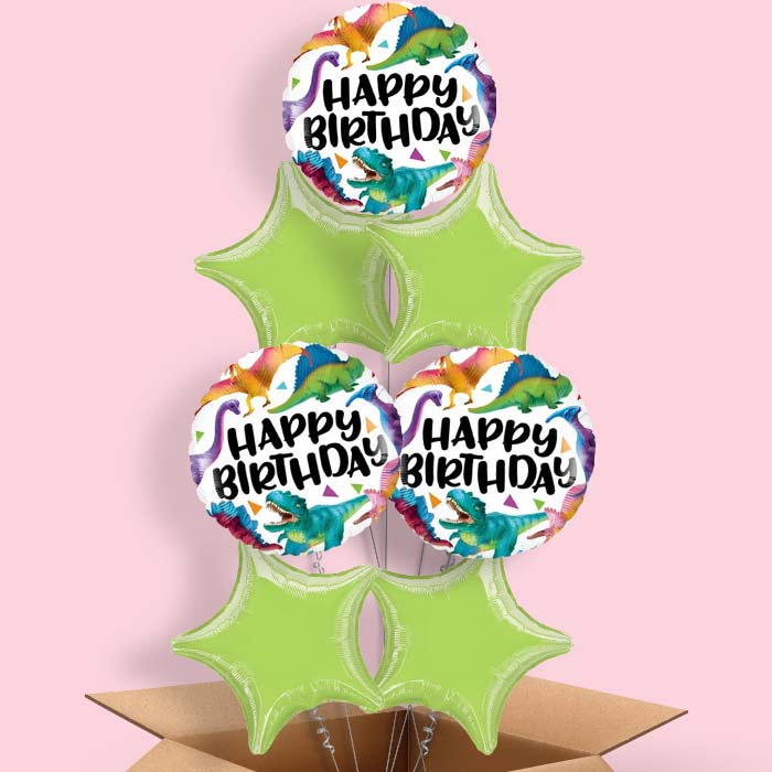 Dinosaur Birthday Balloons in a Box - 7 Balloon | Small Indoor Plants
