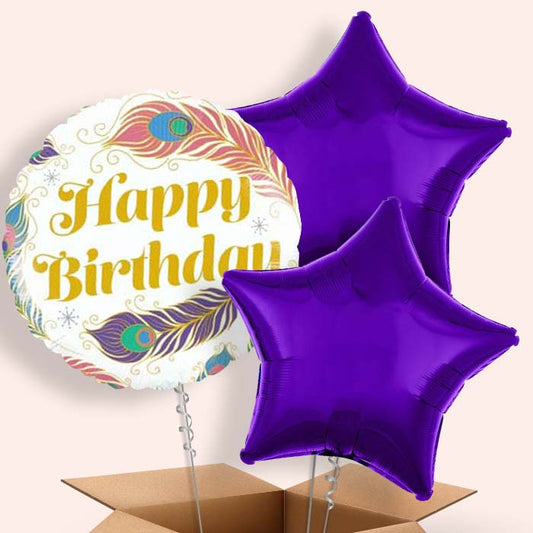 Peacock Balloon in a Box - 3 Balloon | Small Indoor Plants