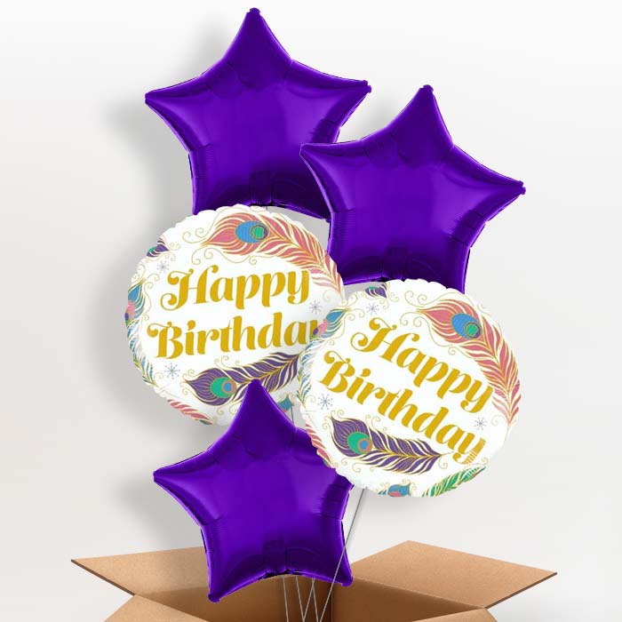Peacock Balloon in a Box - 5 Balloon | Small Indoor Plants
