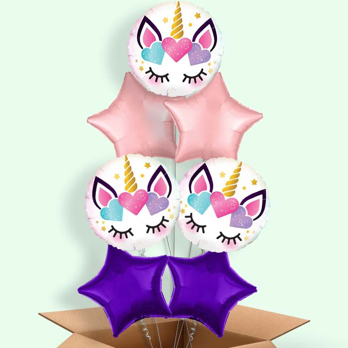 Eyelash Unicorn Balloons in a Box - 7 Balloon | Small Indoor Plants