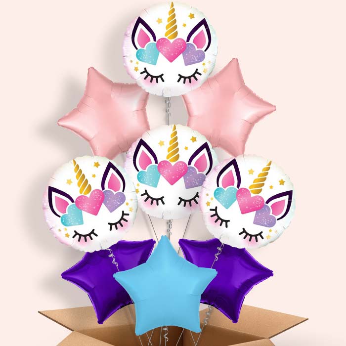Eyelash Unicorn Balloons in a Box - 9 Balloon | Small Indoor Plants