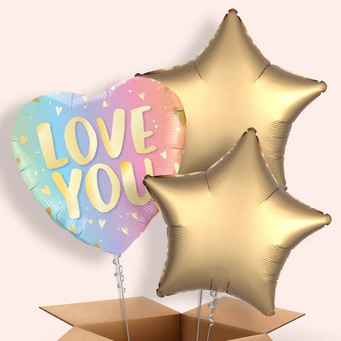 I Love You Balloons in a Box (Ombre) - 3 Balloon | Small Indoor Plants