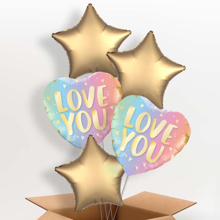 I Love You Balloons in a Box (Ombre) - 5 Balloon | Small Indoor Plants