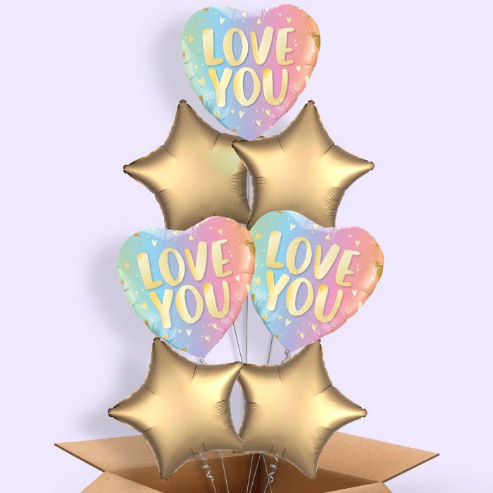 I Love You Balloons in a Box (Ombre) - 7 Balloon | Small Indoor Plants