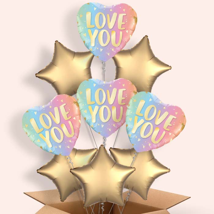 I Love You Balloons in a Box (Ombre) - 9 Balloon | Small Indoor Plants