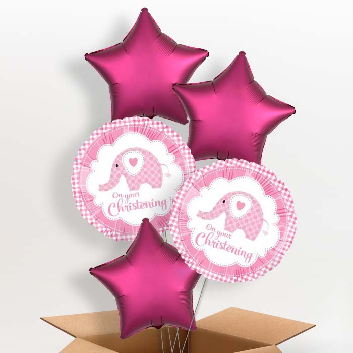 Christening Balloon in a Box (Pink Elephant)