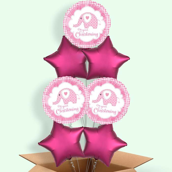 Christening Balloon in a Box (Pink Elephant)