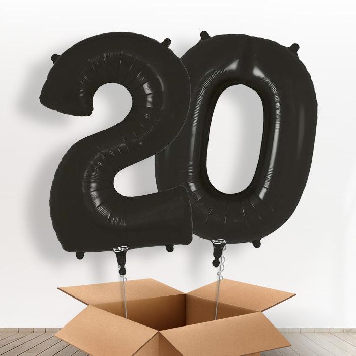 Black 20 Balloons in a Box - Giant Numbers | Small Indoor Plants
