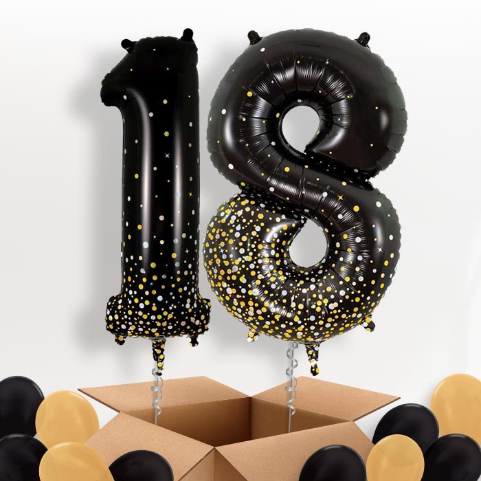 Black and Gold 18 Balloons in a Box
