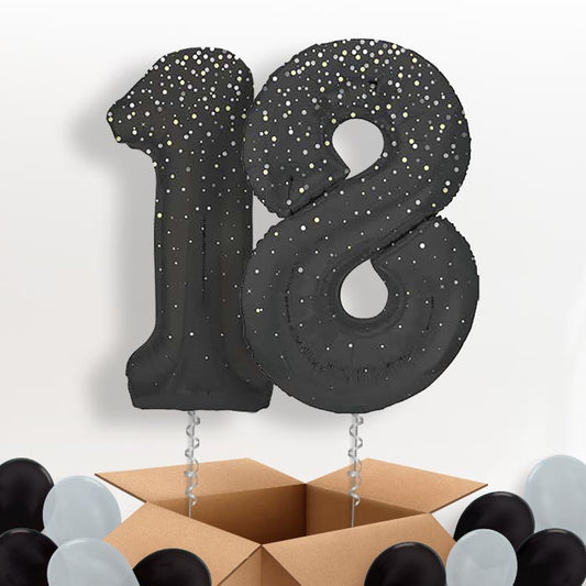 Black and Silver Dots 18 Balloons in a Box - Package | Small Indoor Plants