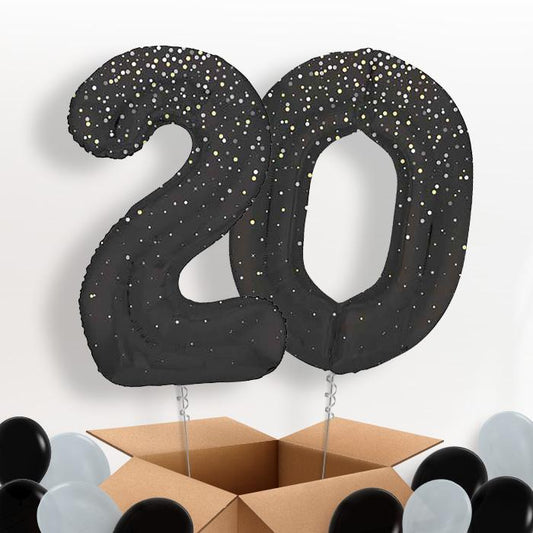 Black and Silver Dots 20 Balloons in a Box - Package | Small Indoor Plants