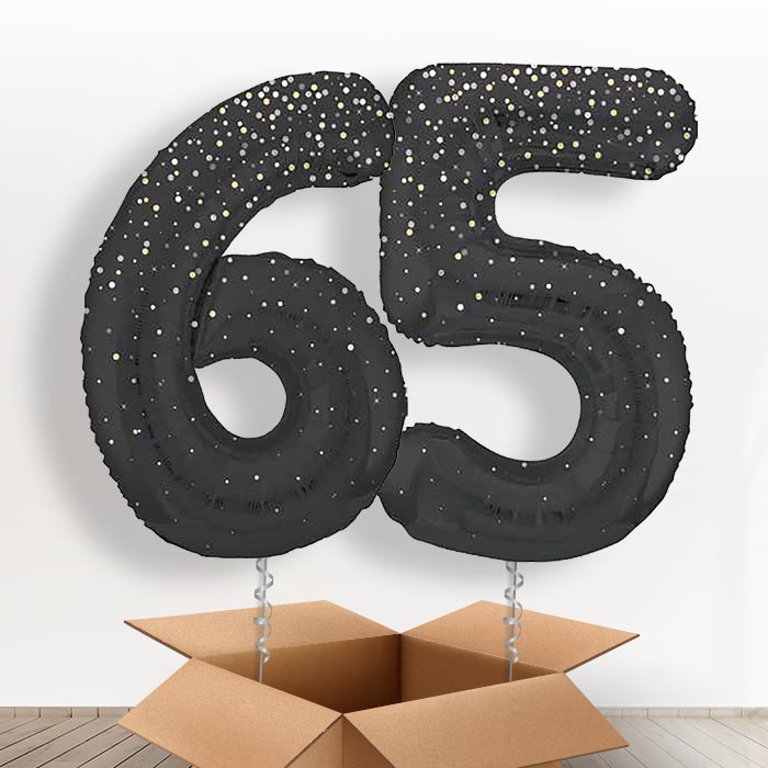 Black and Silver Dots 65 Balloons in a Box