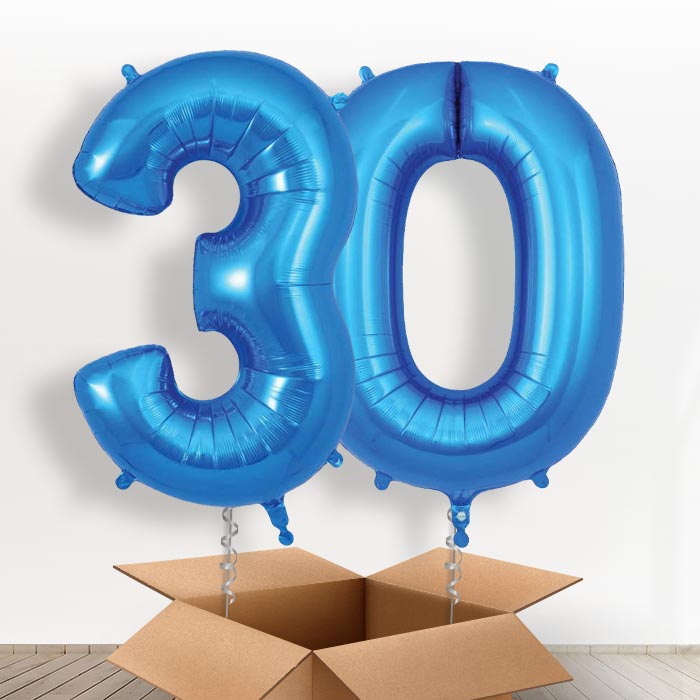 Blue 30 Balloons in a Box - Giant Numbers | Small Indoor Plants