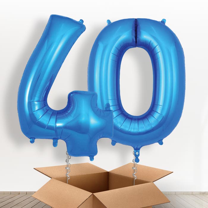 Blue 40 Balloons in a Box - Giant Numbers | Small Indoor Plants