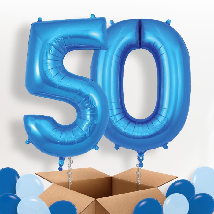 Blue 50 Balloons in a Box - Package | Small Indoor Plants