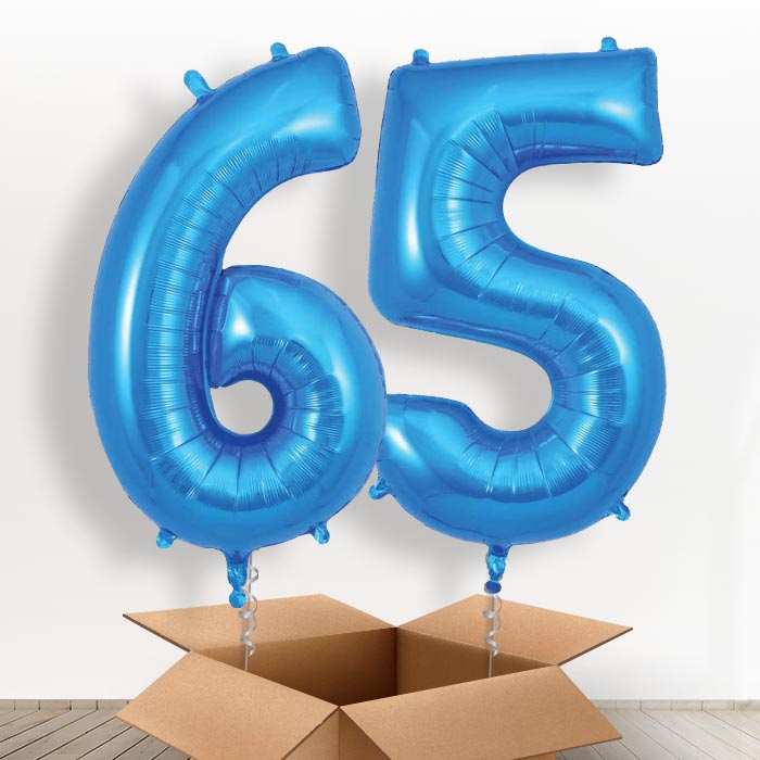 Blue 65 Balloons in a Box - Giant Numbers | Small Indoor Plants
