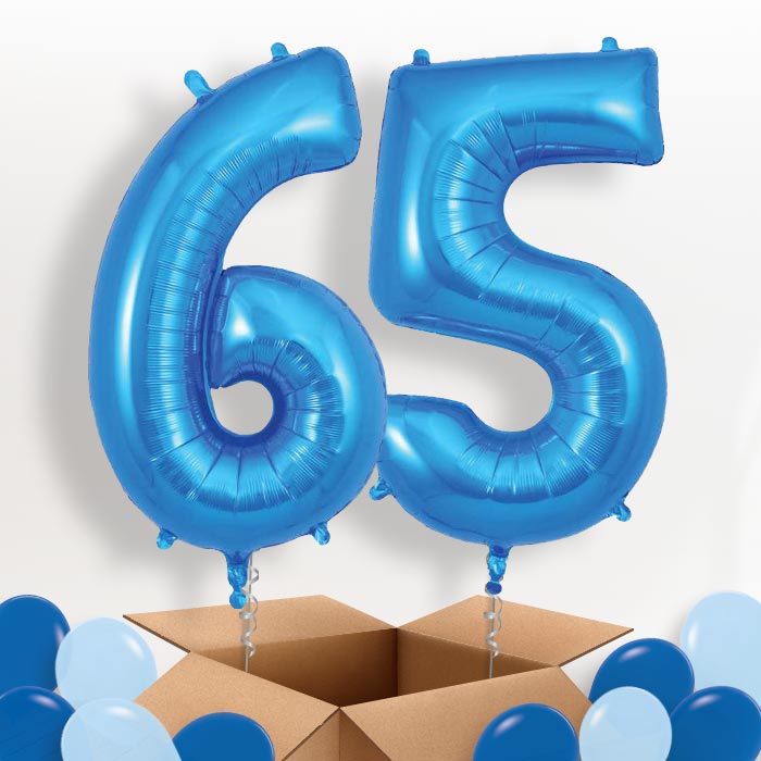 Blue 65 Balloons in a Box - Package | Small Indoor Plants