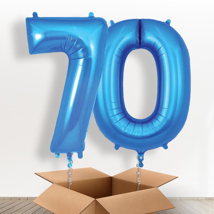 Blue 70 Balloons in a Box - Giant Numbers | Small Indoor Plants