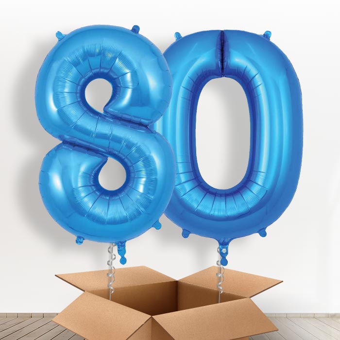 Blue 80 Balloons in a Box - Giant Numbers | Small Indoor Plants