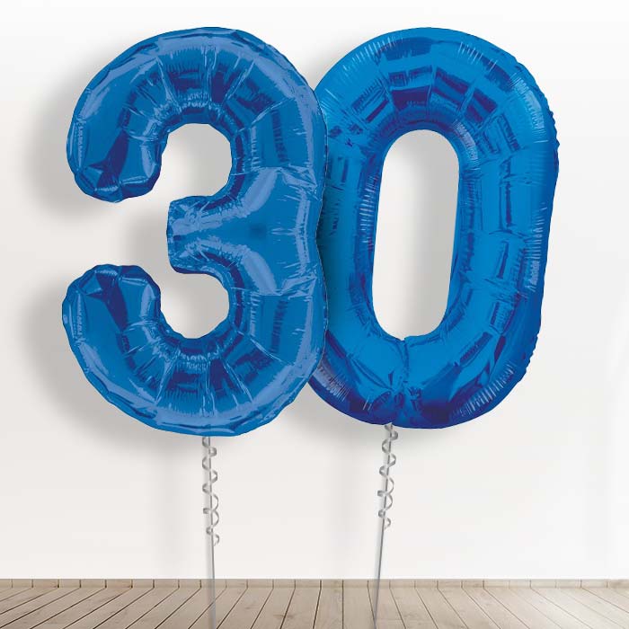 Blue Giant Numbers 30th Birthday Balloon in a Box Gift - Giant Numbers | Small Indoor Plants