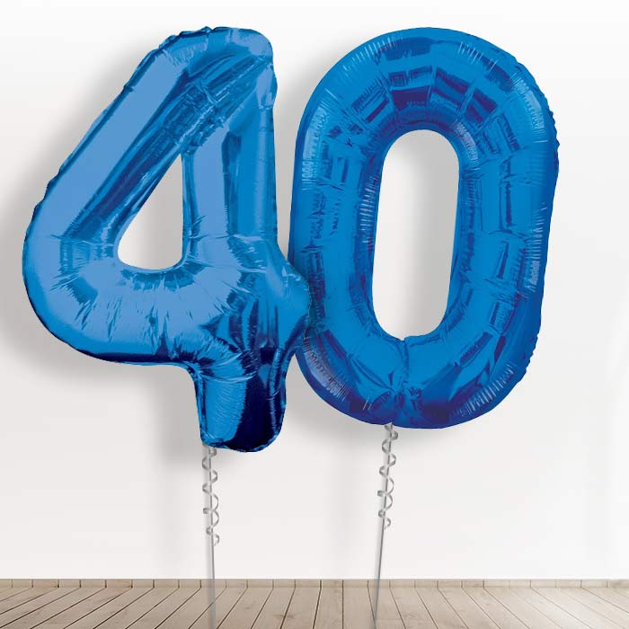 Blue Giant Numbers 40th Birthday Balloon in a Box Gift - Giant Numbers | Small Indoor Plants