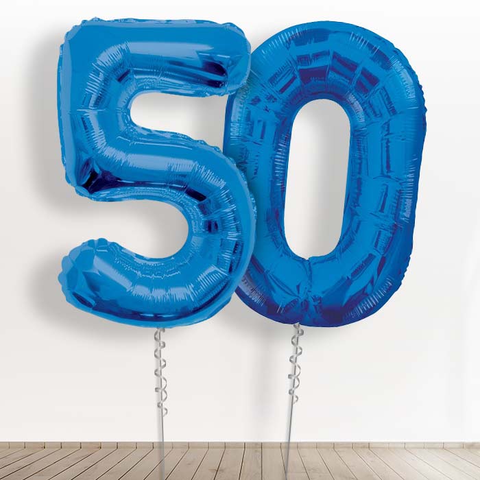 Blue Giant Numbers 50th Birthday Balloon in a Box Gift - Giant Numbers | Small Indoor Plants