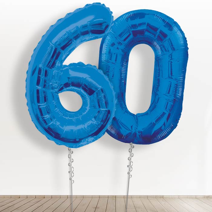 Blue Giant Numbers 60th Birthday Balloon in a Box Gift - Giant Numbers | Small Indoor Plants