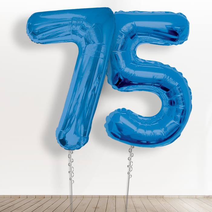 75 Helium Balloons in a Box - Blue Numbers - Giant Numbers | Small Indoor Plants