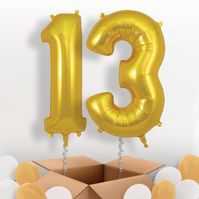 Gold 13 Balloons in a Box
