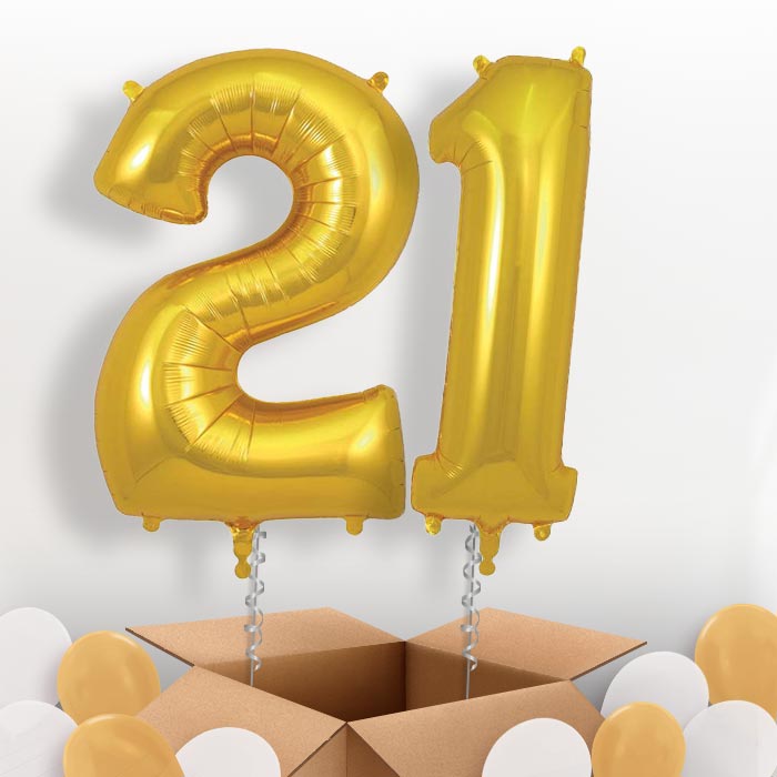 Gold 21 Balloons in a Box - Package | Small Indoor Plants