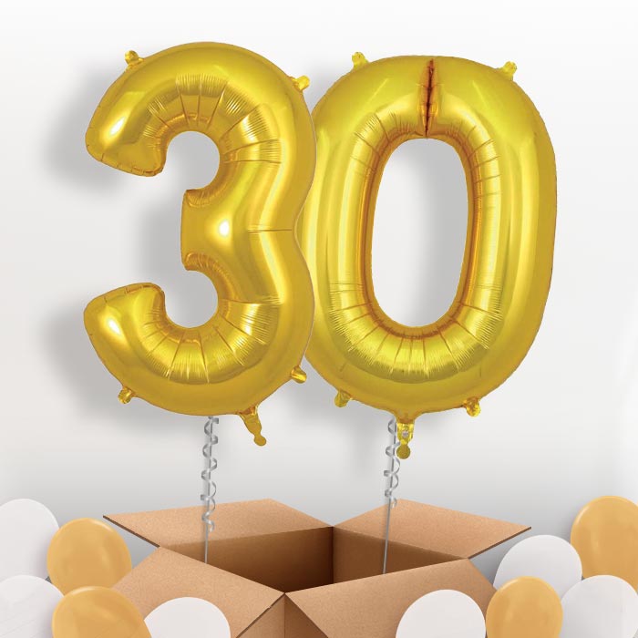 Gold 30 Balloons in a Box - Package | Small Indoor Plants