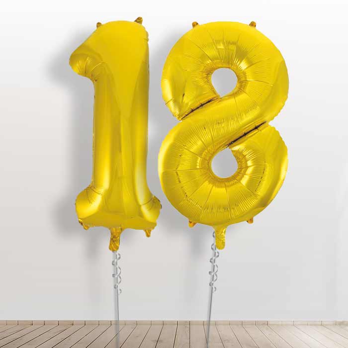 Gold Giant Numbers 18th Birthday Balloon in a Box Gift - Giant Numbers | Small Indoor Plants