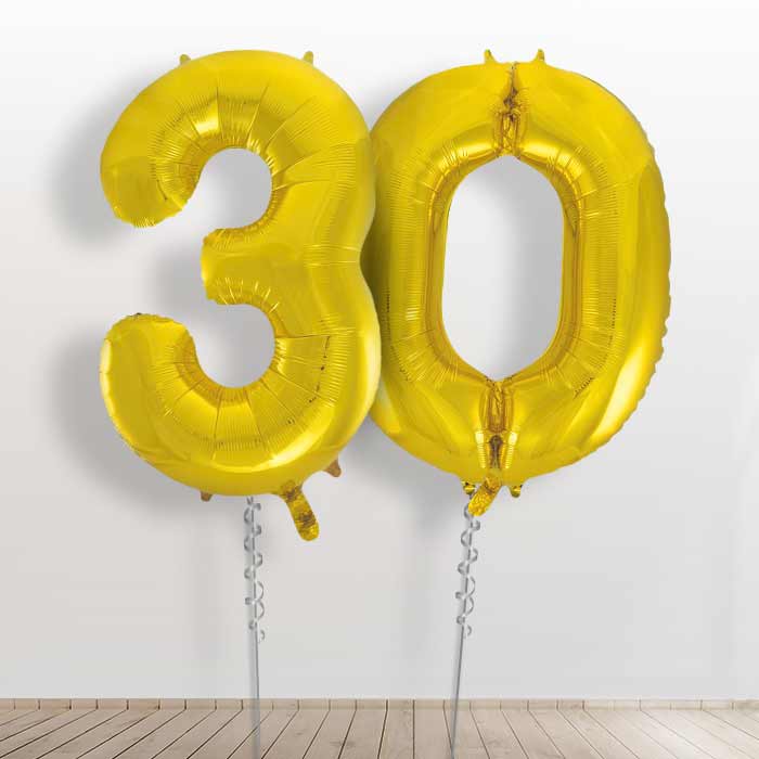 Gold Giant Numbers 30th Birthday Balloon in a Box Gift
