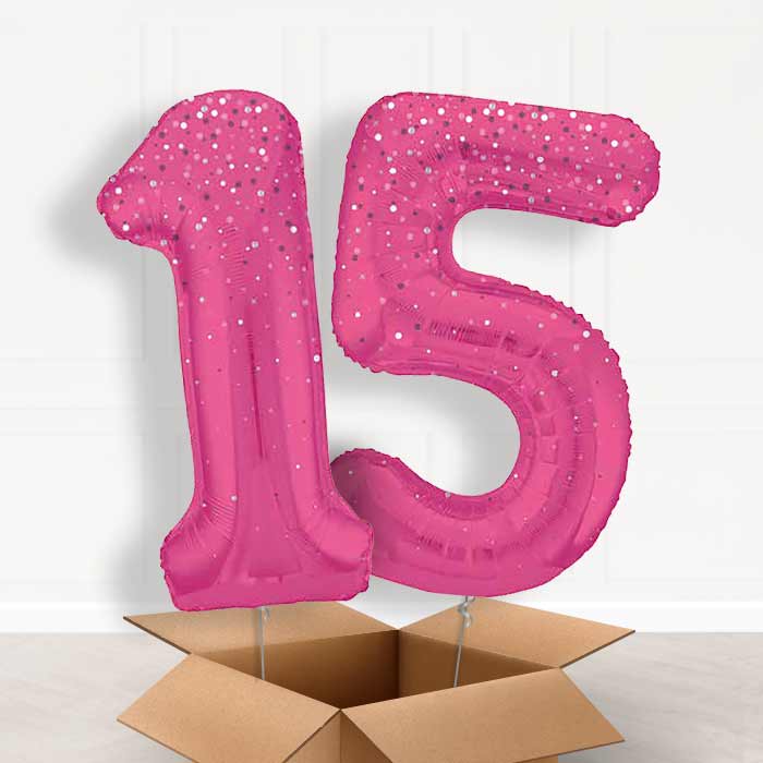 Hot Pink Dots 15th Birthday Balloon in a Box - Giant Numbers | Small Indoor Plants