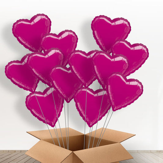 12 Pink Love Heart Balloons Delivered Inflated - 12 Balloons | Small Indoor Plants