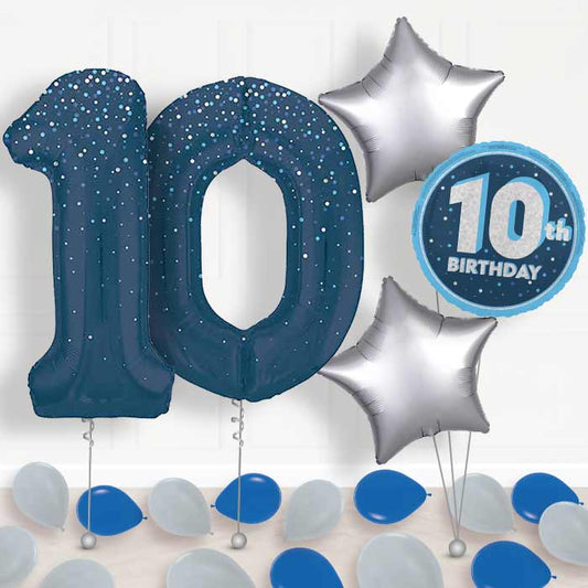Navy Blue Dots 10th Birthday Balloon in a Box - Package | Small Indoor Plants